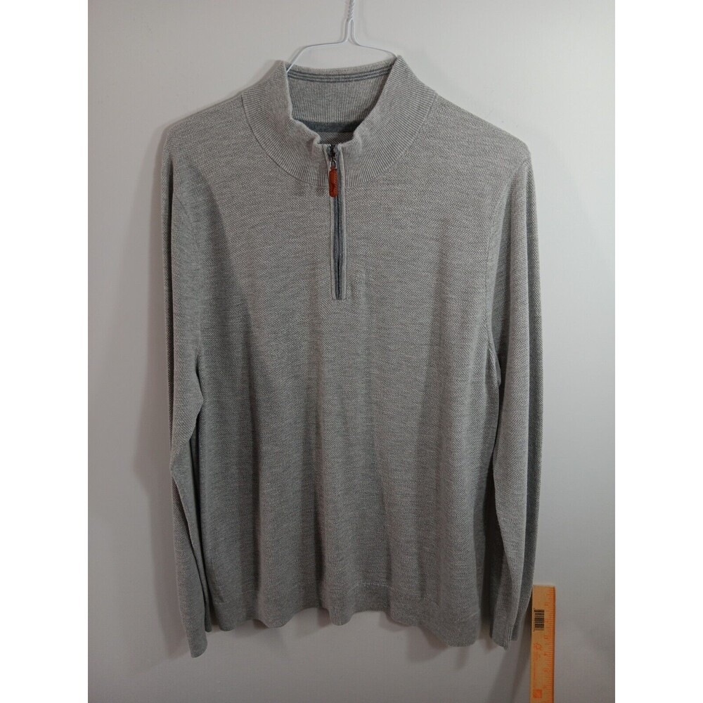 Tommy Bahama Island Zone Mens XL Grey Quarter Zip Pullover Sweater